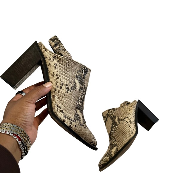 Free People Shoes - Free People Women's Silver Storm Snake Boho Western Mule Heels - Tan, 9US